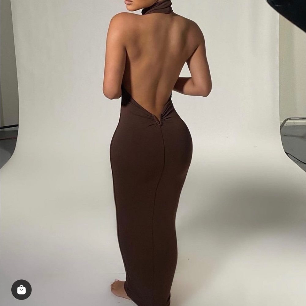 Naked Wardrobe Drama Is Back Backless Brown Dress Medium NWT